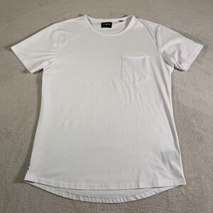 Cuts Shirt Mens Medium White Pocket PYCA Pro Curve Hem Stretch Tee Crewneck